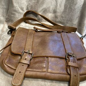 Roots tribe leather messenger bag